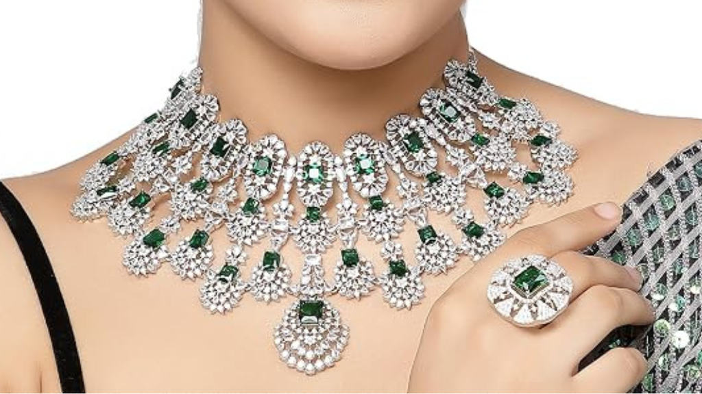 rhodium plated jewellery set