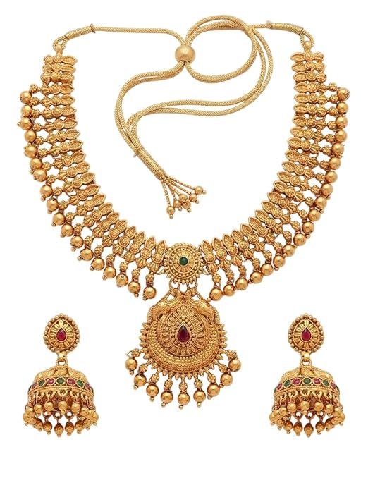 Gold-Plated Antique Temple Jewellery Set for Women